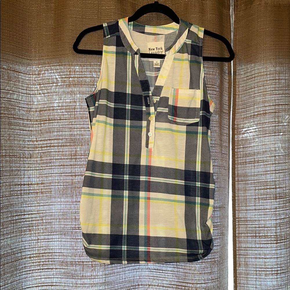 New York Laundry Yellow and Blue Button Down Shirt